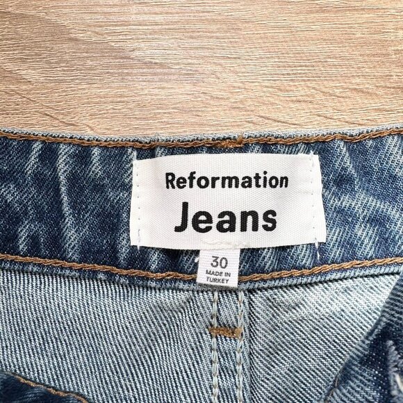 Reformation Cary High Rise Slouchy Wide Leg Jeans Studded Denim Chesapeake 30 - Picture 8 of 12